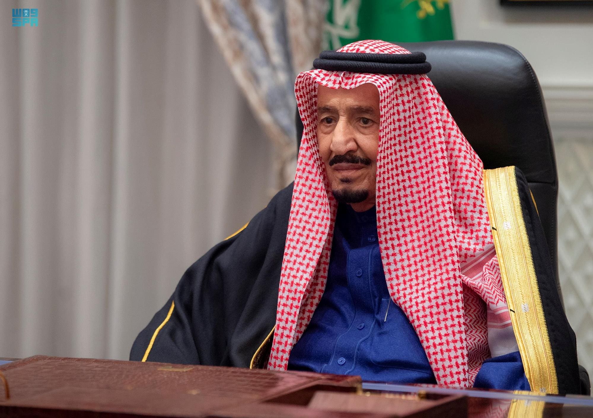 Saudi King Salman bin Abdulaziz addresses the kingdom's advisory Shura Council from his royal palace in Neom