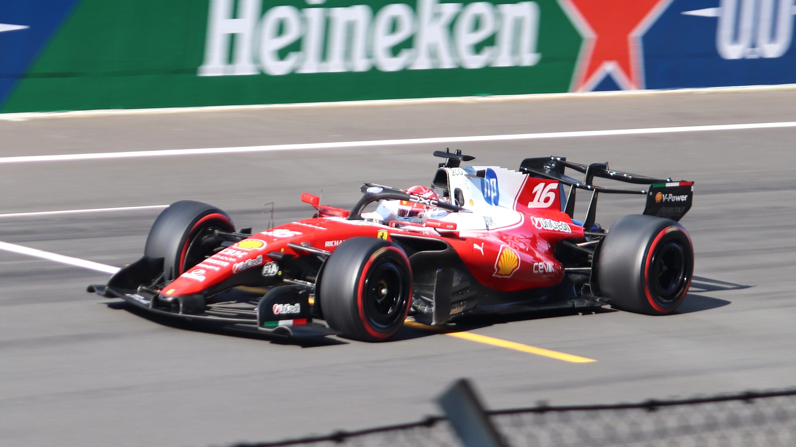 Charles Leclerc driving for Ferrari during qualifying